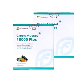 뉴질랜드 헬스팜 프리미엄 초록입 홍합 Green Mussel 18000 플러스 90캡슐 2개