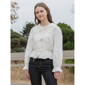 Knit Collar Blouse Ivory