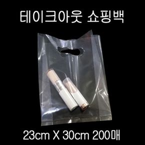 질긴 PE 테이크아웃 비닐쇼핑백 23X30cm 폭12cm 200매