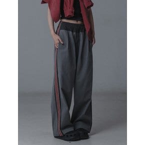 COTTON TAPING WIDE PANTS_GRAY