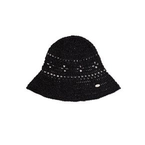 No.215 / Lily Metallic Crochet Wide Bucket Hat _ Black