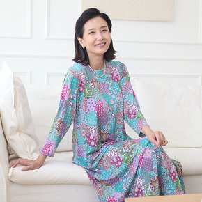 H8553 조각패턴 홈드레스 50대 홈웨어 원피스 잠옷