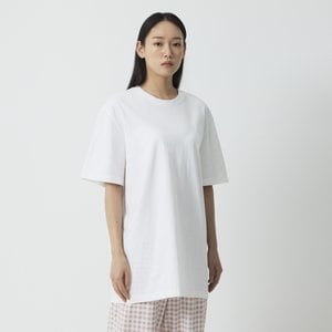 JAJU 남녀공용 코튼 루즈핏 롱 티셔츠 2매(WHITE / BLACK)
