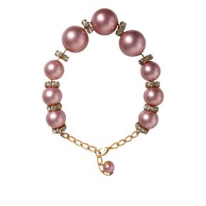 5387667 Dolce  Gabbana pink Maxi Faux ivory Beads Crystals Chain Womens Necklace