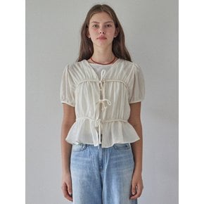 LOVELY CHECK RIBBON BLOUSE_2COLORS_IVORY