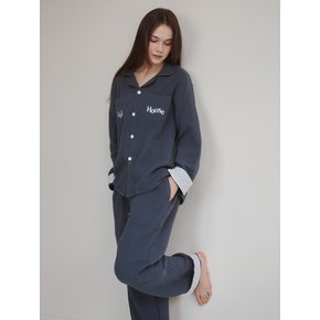 Sunset Stripe Hem Pajama Set (navy)