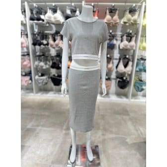 Calvin Klein Underwear [파주점] [CK언더웨어] 여성 코튼 스트레치 립 리브드 크롭티 스커트 세트 QS7349-P7A/QS7350-P7A