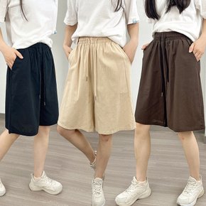 바람솔솔 와이드 면 반바지 3컬러