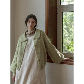 Alpaca Puff Sleeve Collar Cardigan - 4color