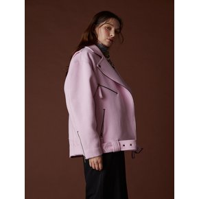 OVERSIZE WOOL BIKER JACKET POWDER PINK