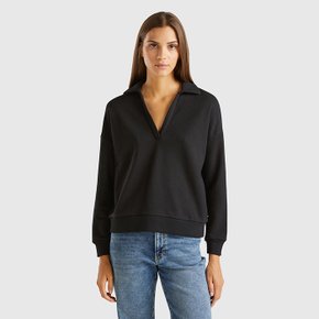 Deep v neck sweatshirt_3U0SD108T100