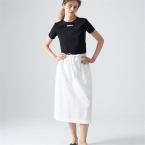 Linen midi skirt_White