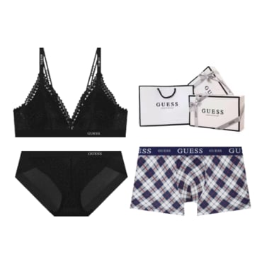 게스언더웨어 모던 레이스 아웃밴드 브라렛 남여 커플속옷세트 ODWBR293BK869NY