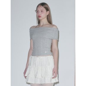 OFF-THE-SHOULDER T-SHIRT, MELANGE GREY