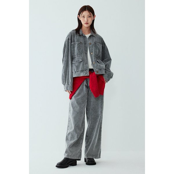 그레이 코듀로이 셔츠형 점퍼 9105413106081