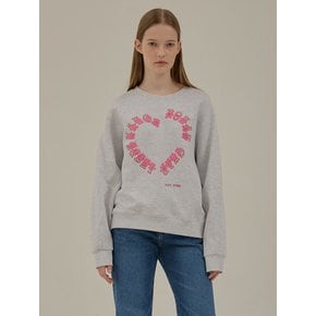 Heart lettering loose-fit sweat shirt_Light gray