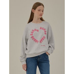 Heart lettering loose-fit sweat shirt_Light gray