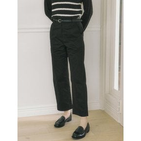 [Belt Set] Plain Cotton Pants - Black