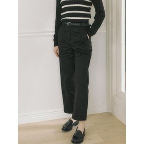 [Belt Set] Plain Cotton Pants - Black