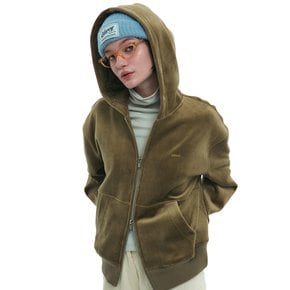 Velvet Hood Zip-up - Olive