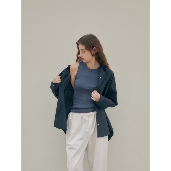 시어 스트라이프 셔츠_navy