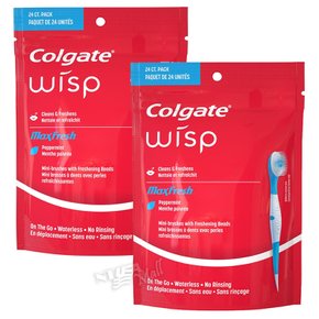 [1+1]콜게이트 맥스 후레쉬 일회용 휴대용 미니 칫솔 24개입 COLGATE WISP MAX FRESH PEPPERMINT