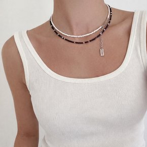 콘트라스트 비즈 목걸이 (5 color)