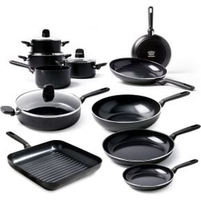 독일 그린팬 웍 궁중팬 튀김팬 1874188 GreenPan Memphis Ceramic NonStick Cookware Set 15 Pie