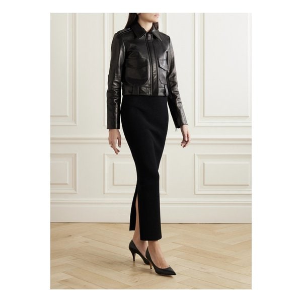 케이트 코델리아 크롭 가죽 재킷 블랙 1647597324164031