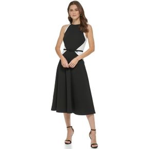 5051866 DKNY Sleeveless Color-Block Belted Halter Dress