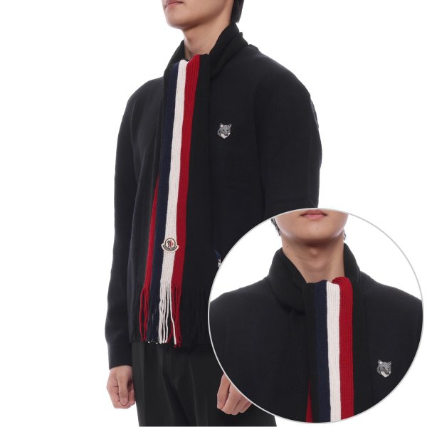 [부산점] 25FW 남성 로고 패치 트리콧 울 머플러 (3C00019 A9575 999 25F)