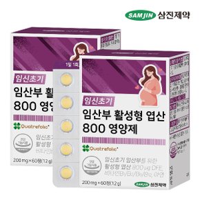 임신초기 임산부 활성형 엽산 800 영양제 2박스 (120정)