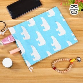 린넨 파우치 파란곰 중 X ( 5매입 )