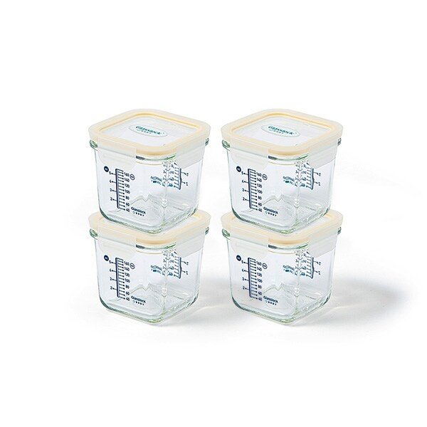 글라스락베이비 눈금이유식 큰용량 팬시캡 270ml 4개 세트