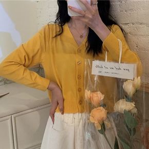 여자가을코디 심플 디자인 여성 데일리 브이넥 가디건