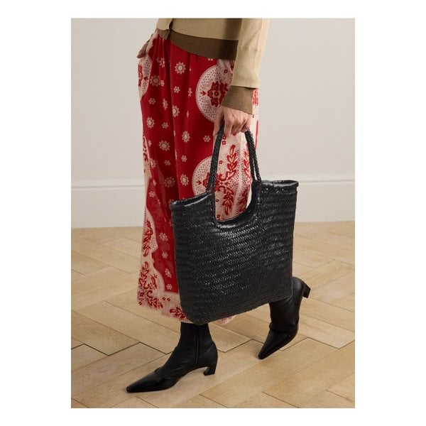 Ns 다이애거널 트리플 점프 우븐 가죽 토트 블랙 46376663162913507