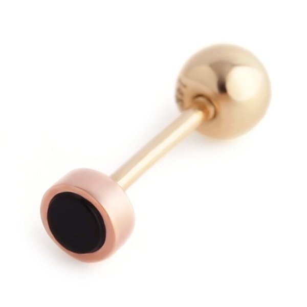 [비앤비골드] 18K 미니 서클 오닉스 피어싱 귀걸이 (한쪽) PNE25139