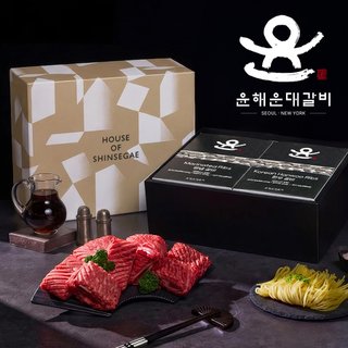 윤해운대갈비 [예약주문][9/14일 순차출고] 1+ 한우 갈비 선물세트 1.2kg (생갈비용 600g+양념갈비용 600g)