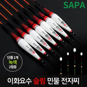 이화 요수 슬림 2점등 50cm 녹색 민물낚시 LED 전자찌