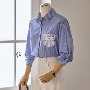 레이스 포켓 스트라이프 셔츠_T2604BL051A