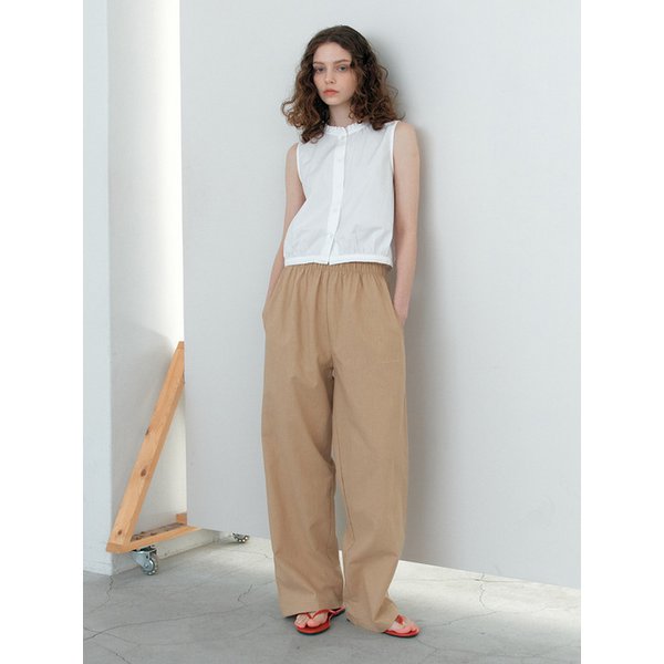 Linen banding pants_beige
