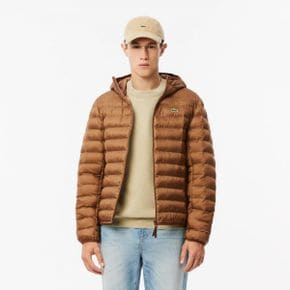 라코스테 발수 퀼티드 Pufferjacke 후디 후드티 - Braun 9310742