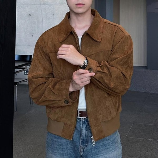 [옷자락] 남성 빈티지 블랙 브라운 스웨이드 블루종 자켓