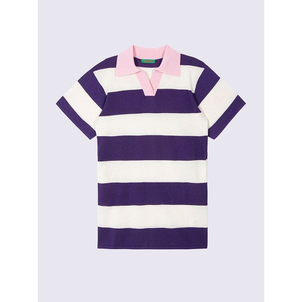 칼라 믹스 단가라 미니 원피스 (PURPLE)