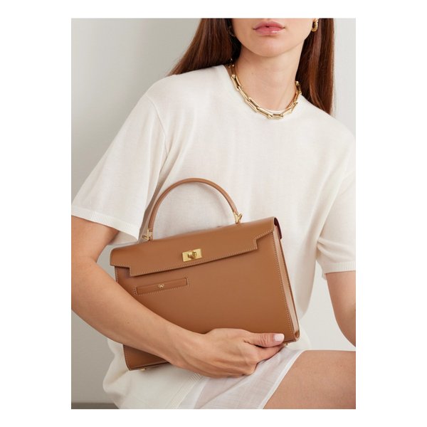 모티머 가죽 숄더 백 카멜 46376663162892995