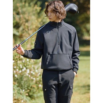 챌린저 남성 트윌저지 밍크본딩안감 반집업 아노락 블랙