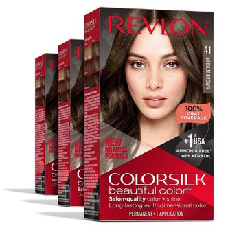  3개세트 Revlon 레브론 41 Medium Brown 헤어 염색약 Permanent Hair Color