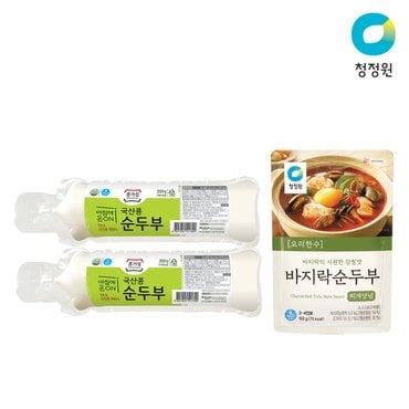 청정원 국산 순두부350g x 2개 +  청정원 요리한수 바지락 순두부찌개양념150g x 2개