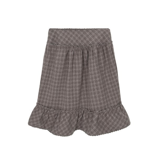 CHECK BEAR SKIRT-BROWN
