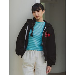 Heart B 크롭 후드 집업 BK7980_블랙